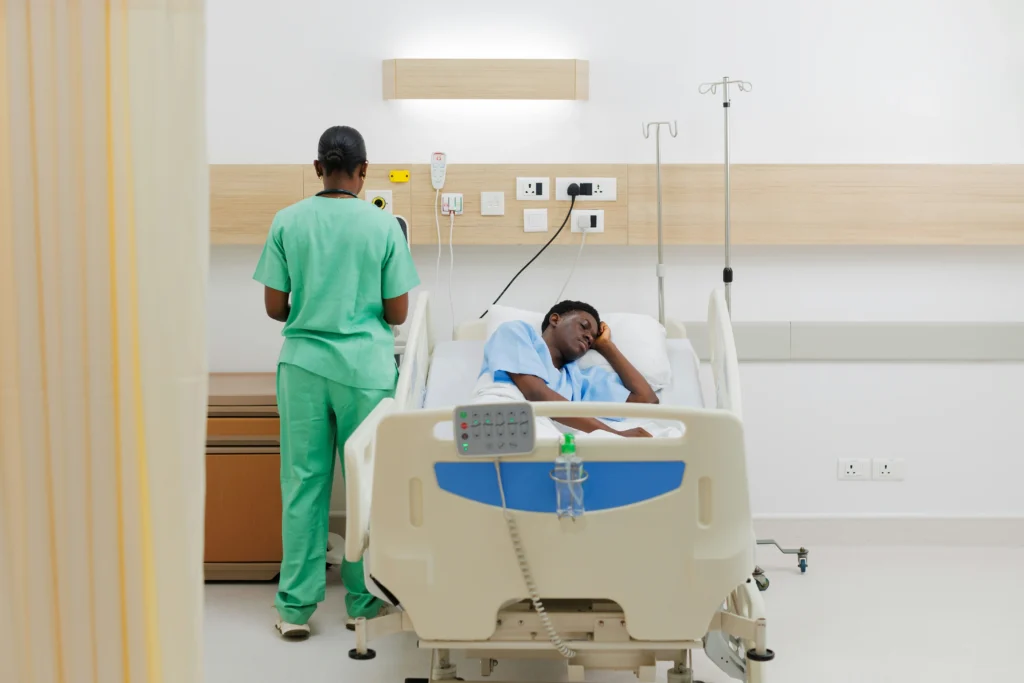 Hospital patient under care while lawyers for negligence in hospitals review case