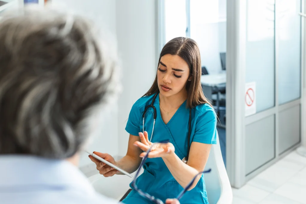 Nurse consulting patient on medical concerns (1)